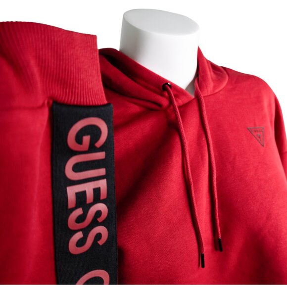 Guess NWT Red and Black Crop Top Hooded Sweatshirt With Joggers Track Suit - Picture 5 of 15